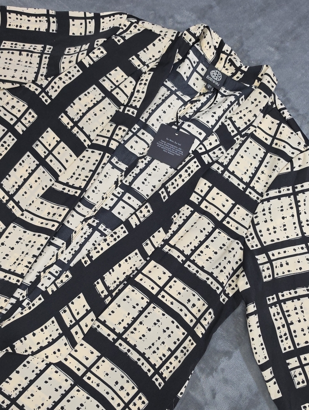 bobeau XL Black and Cream Geometric Print Blazer